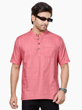 Cotton Short Kurta Half Sleeves for Men - Peach | SHSRSSPIN3