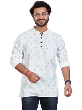 Cotton Short Kurta for Men - White | SKSRBUWBLU