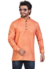 Cotton Short Kurta for Men - Orange | SKSRSSPCH3