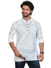 Cotton Short Kurta for Men - White | SKSRSQWBL3