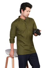 Cotton Short Kurta for Men - Green | SKREJPGRN3