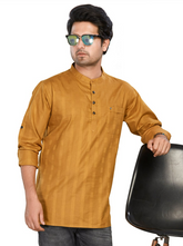 Cotton Short Kurta for Men - Brown | SKSRSTGOL3