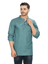 Cotton Short Kurta for Men - Green | SKMYPSGTN3