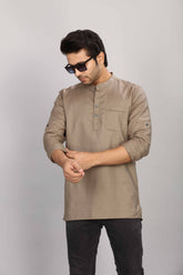 Cotton Short Kurta for Men - Brown | SKMYPSBR38