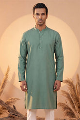 Green Silk Blend Solid Solid Kurta MKU2221