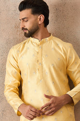 Yellow Silk Blend Floral Straight Kurta MKU2216