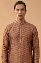 Brown Jacquard Woven Design Straight Kurta MKU2343