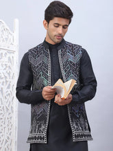 Embroidered Nehru Jacket With Solid Kurta Pyjama Set-JOKPWC-592