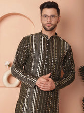Men's Mirror Work Kurta Payjama Solid Sets-JOKP-P