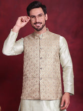 Woven Design Nehru Jacket ( JOWC 4089 Golden )
