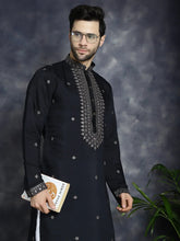 Men's Sequins Embroidered Kurtas ( KO 5046Black )