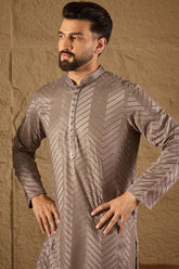 Grey Viscose Rayon Solid Embroidered Straight Kurta MKU1202