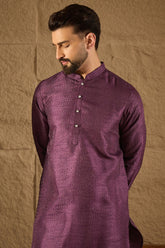 Purple Viscose Rayon Embroidered Mandarin Collar Straight Kurta MKU1288