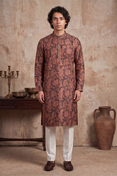 Grey Modal Floral Printed Calf Length Straight Regular Kurta MKU1980