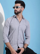 Grey Striped Casual Shirt for Mens.-SF-937Light-Grey