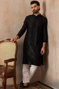 Black Rayon Embroidered Solid Straight Kurta MKU2190