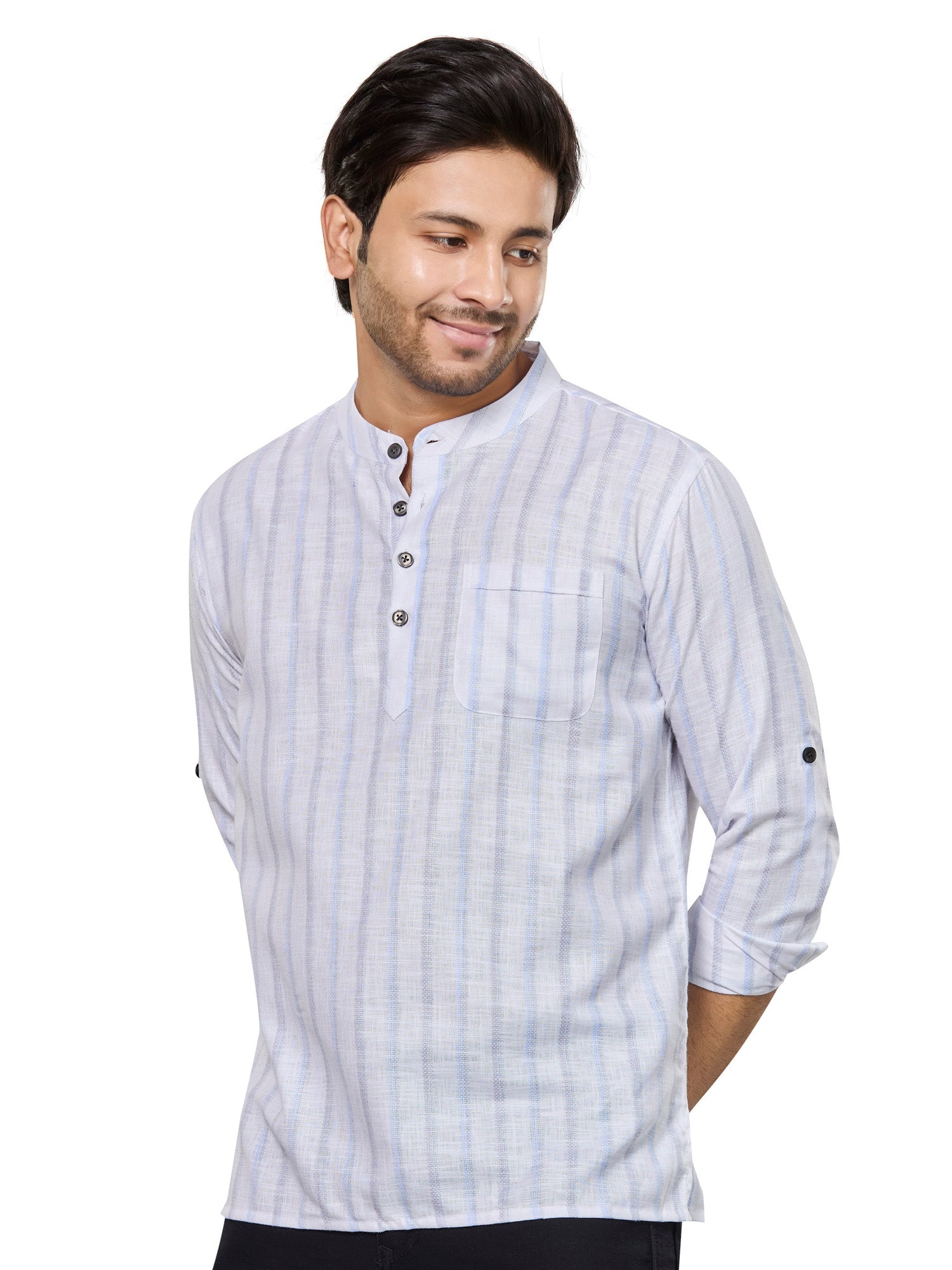 Cotton Short Kurta for Men - White | SKRTSTWBLG