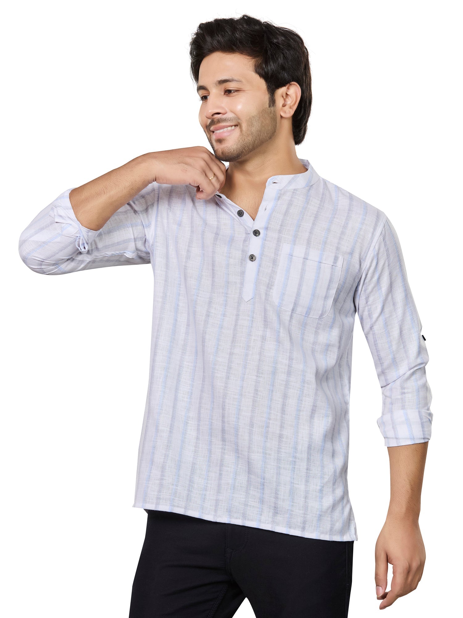 Cotton Short Kurta for Men - White | SKRTSTWBLG