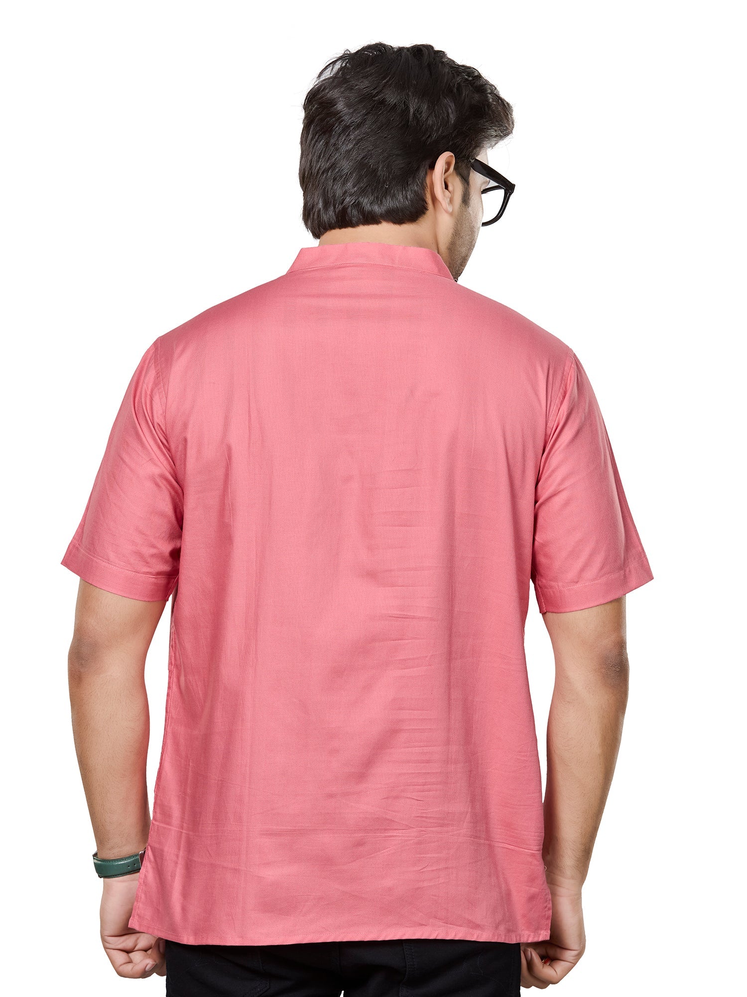 Cotton Short Kurta Half Sleeves for Men - Peach | SHSRSSPIN3