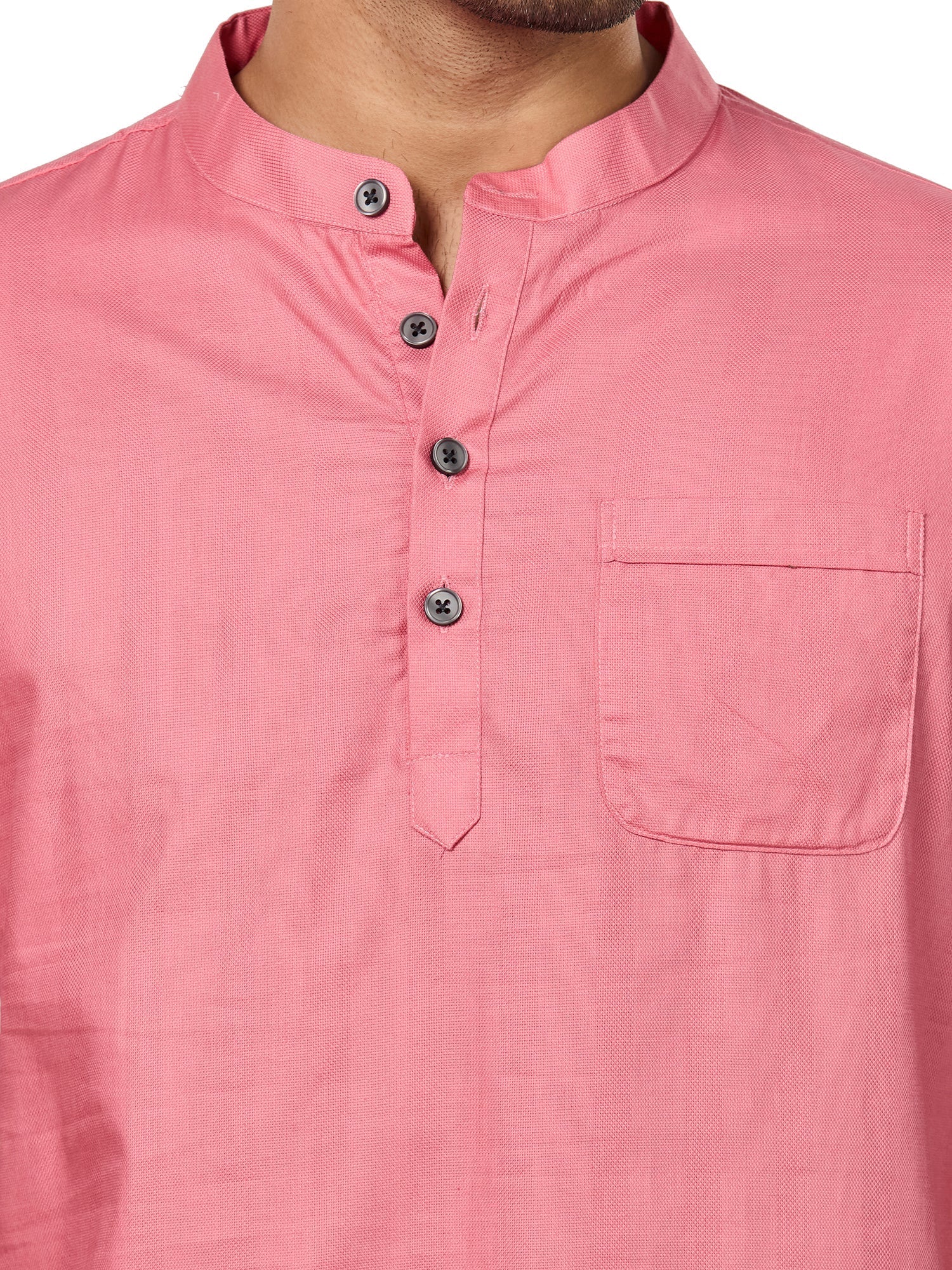 Cotton Short Kurta for Men - Peach | SHSRSSPIN3