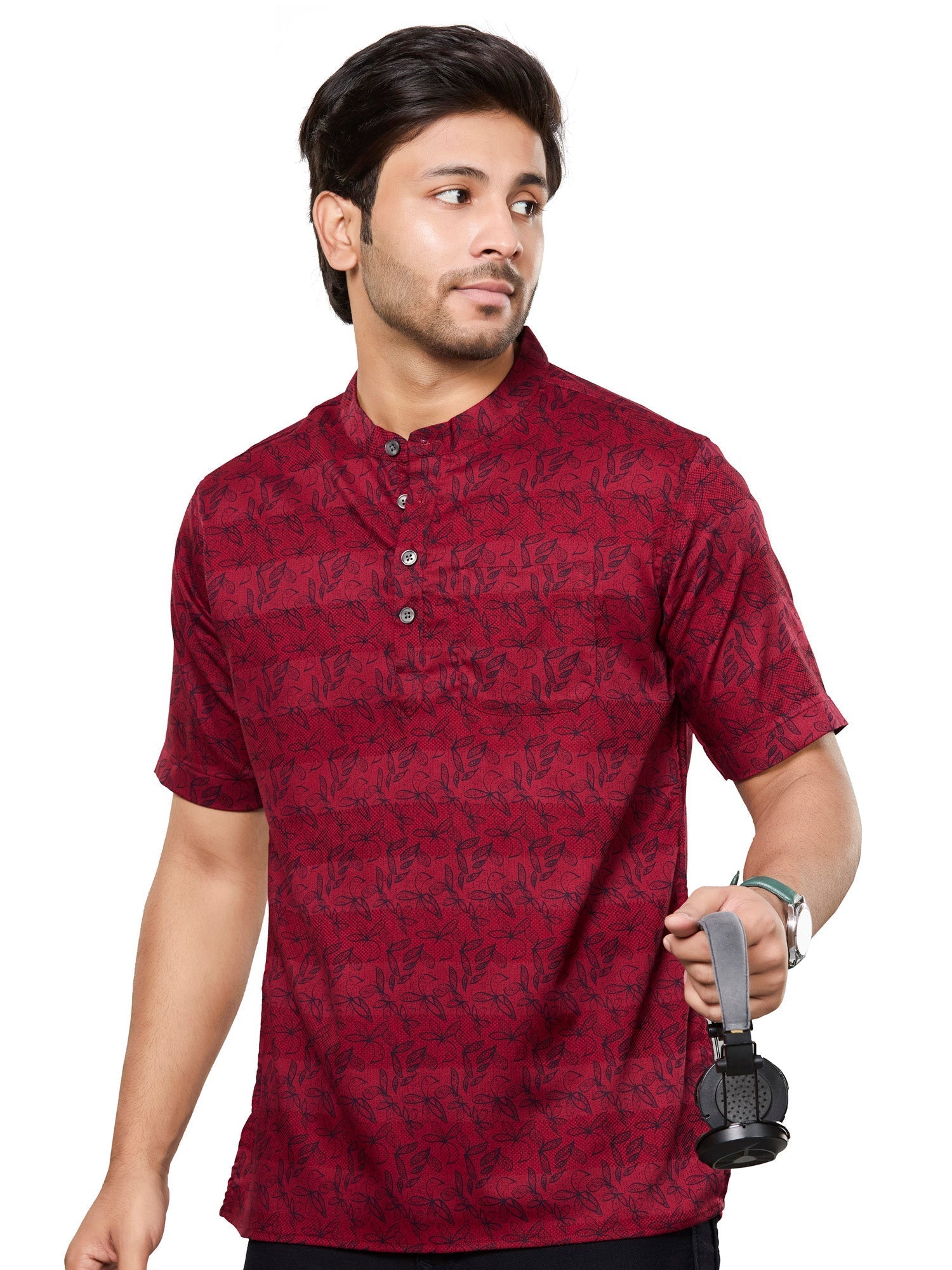 navy Cotton Floral Kurtas Short Kurta Half Sleeves | DesiQlo 2