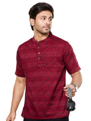 Cotton Short Kurta for Men - Navy Blue | SHAVFLOMAR