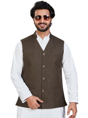 Cotton Nehru Jacket for Men - Green | WCSRVNMG38