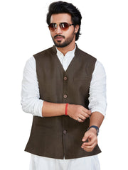 Cotton Nehru Jacket for Men - Green | WCSRVNMG38