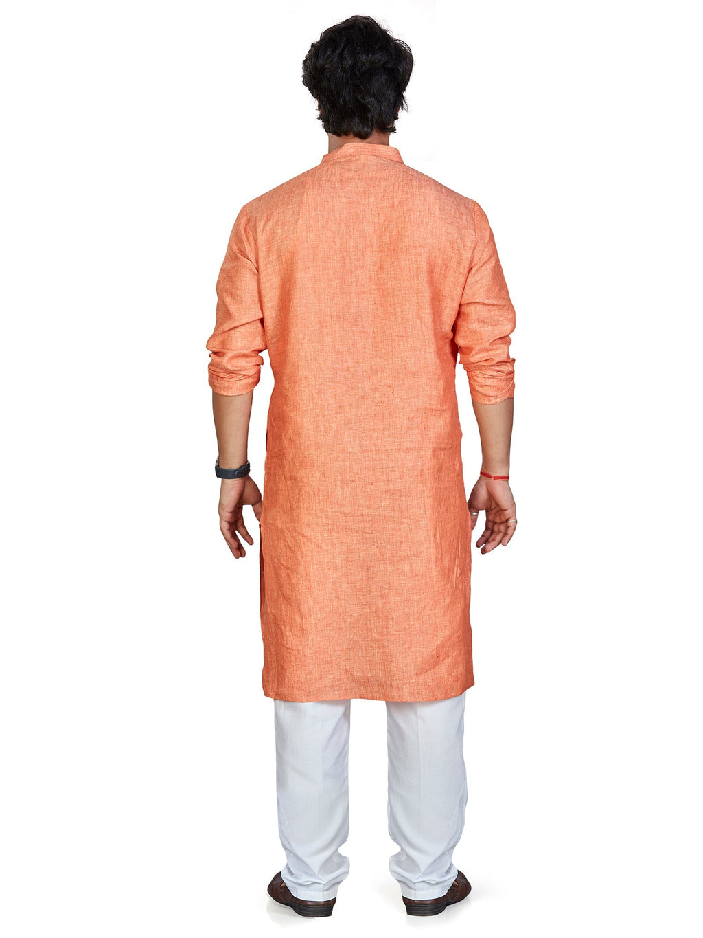 Linen Kurta for Men - Orange | KULM60LPCH