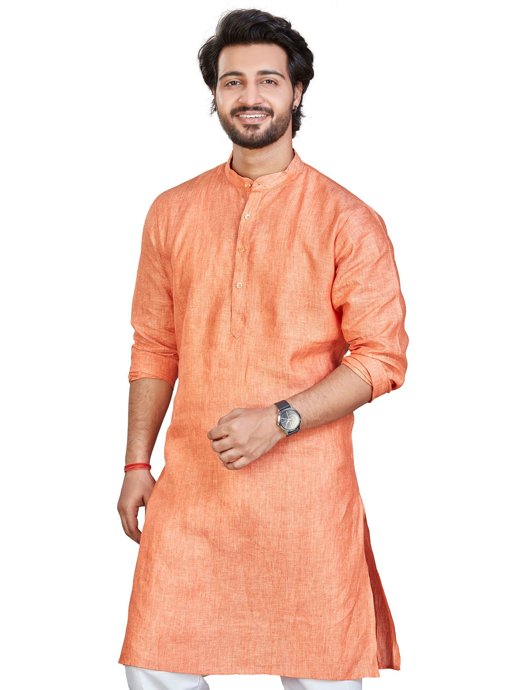 Linen Kurta for Men - Orange | KULM60LPCH