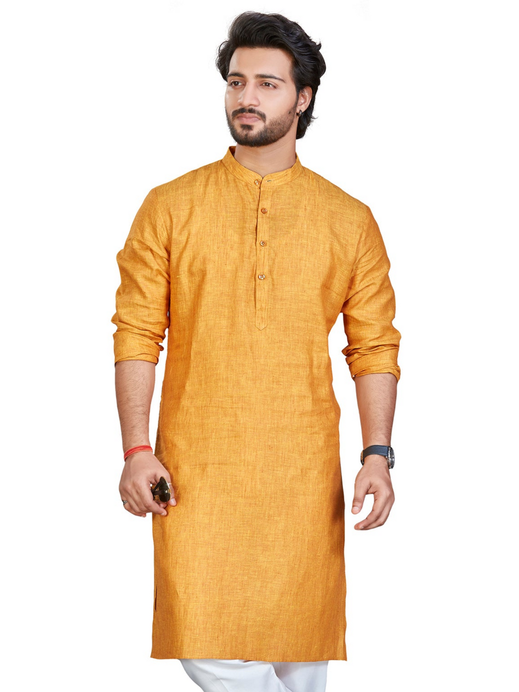 Linen Kurta for Men - Yellow | KULM60LGOL