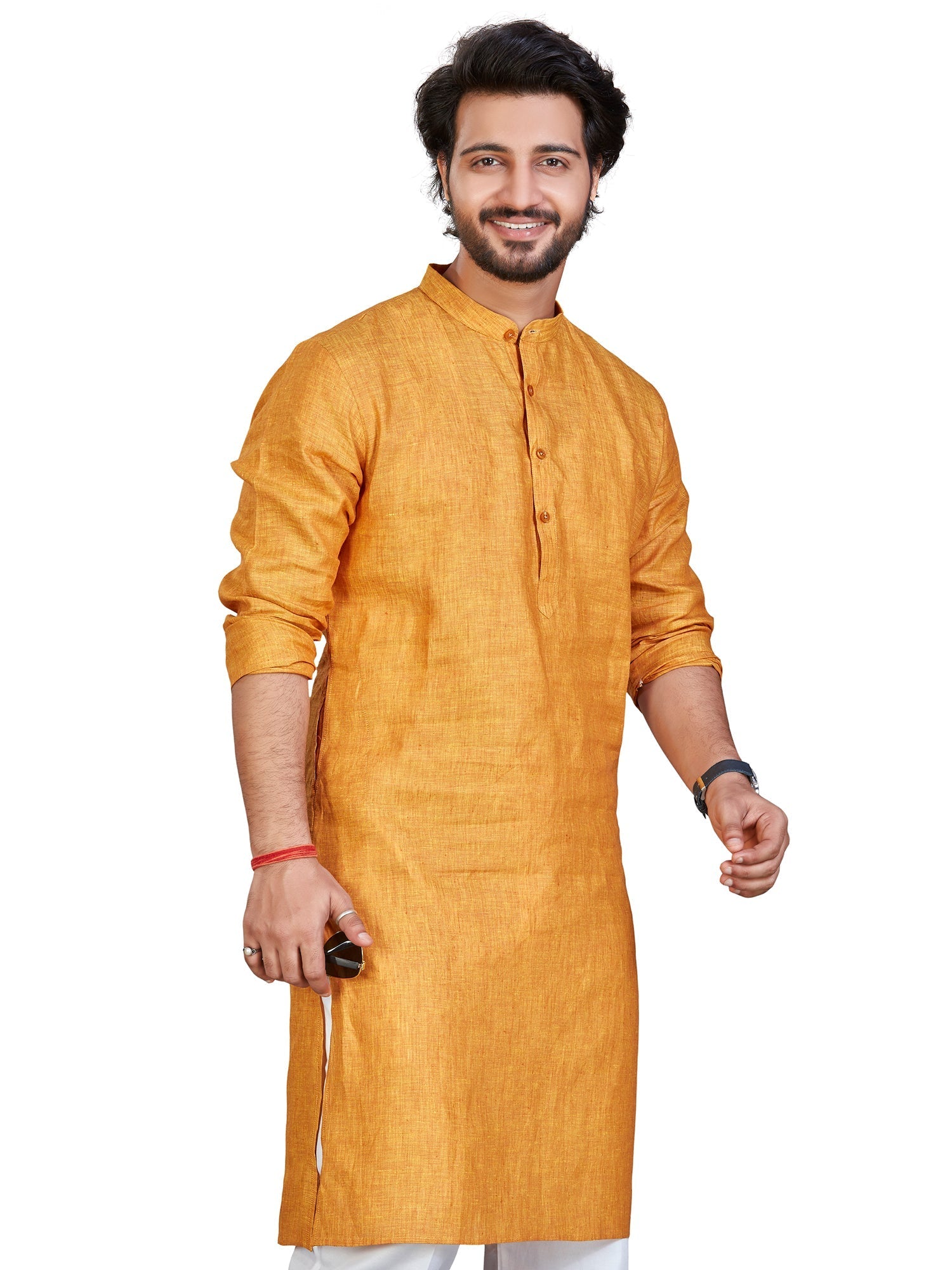 Linen Kurta for Men - Yellow | KULM60LGOL