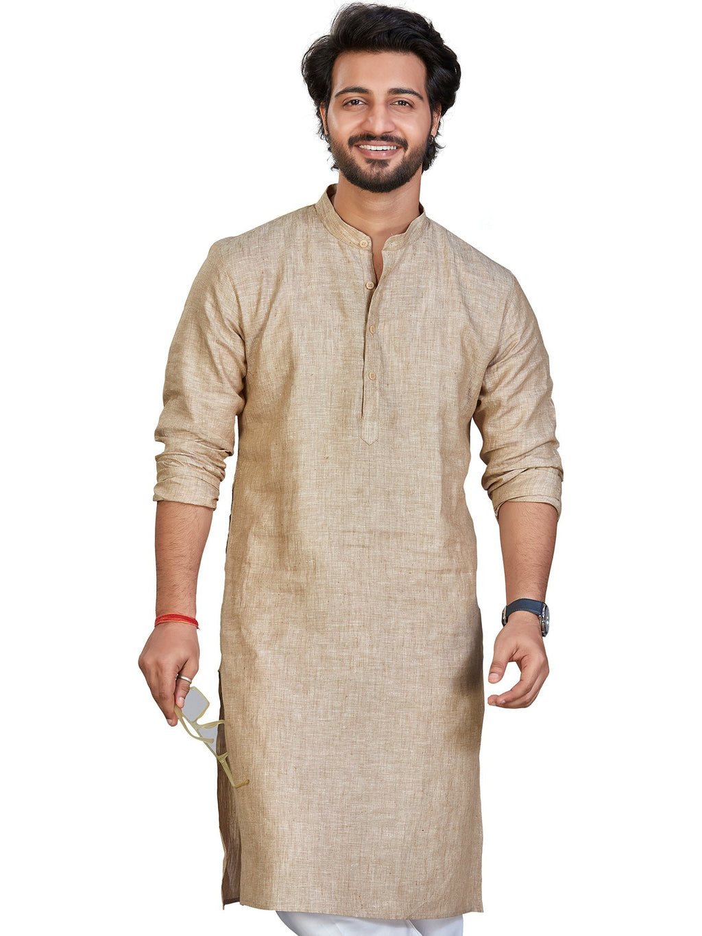 Linen Kurta for Men - Beige | KULM60LBE3