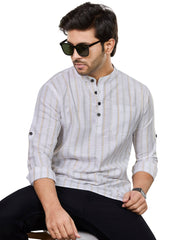 Cotton Short Kurta for Men - White | SKRTSTWYGN