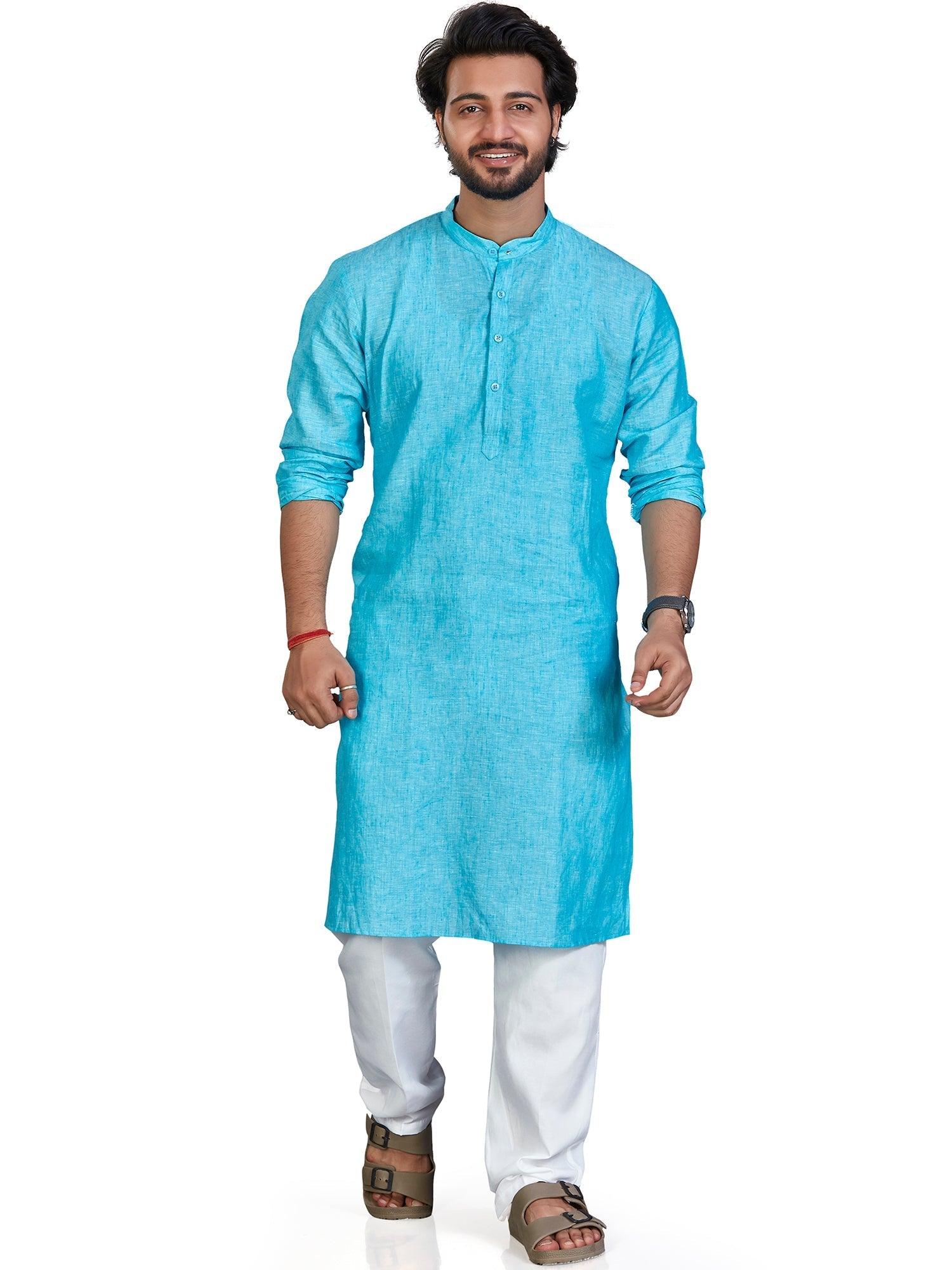 Linen Kurta for Men - Blue | KULM60LBLU