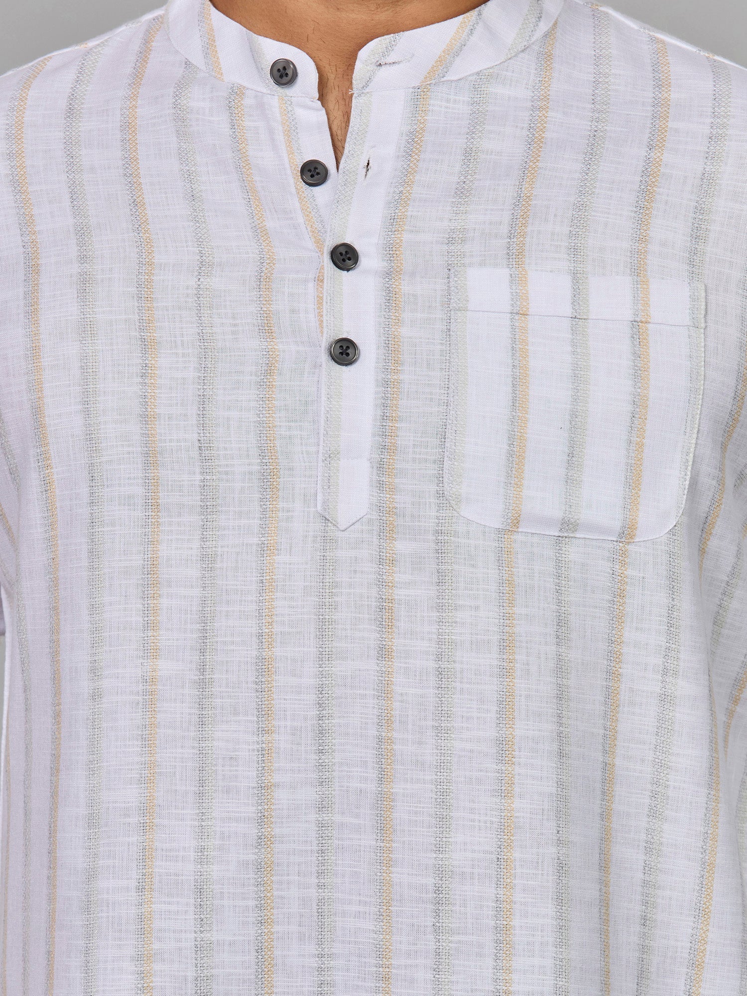 Cotton Short Kurta for Men - White | SKRTSTWYGN