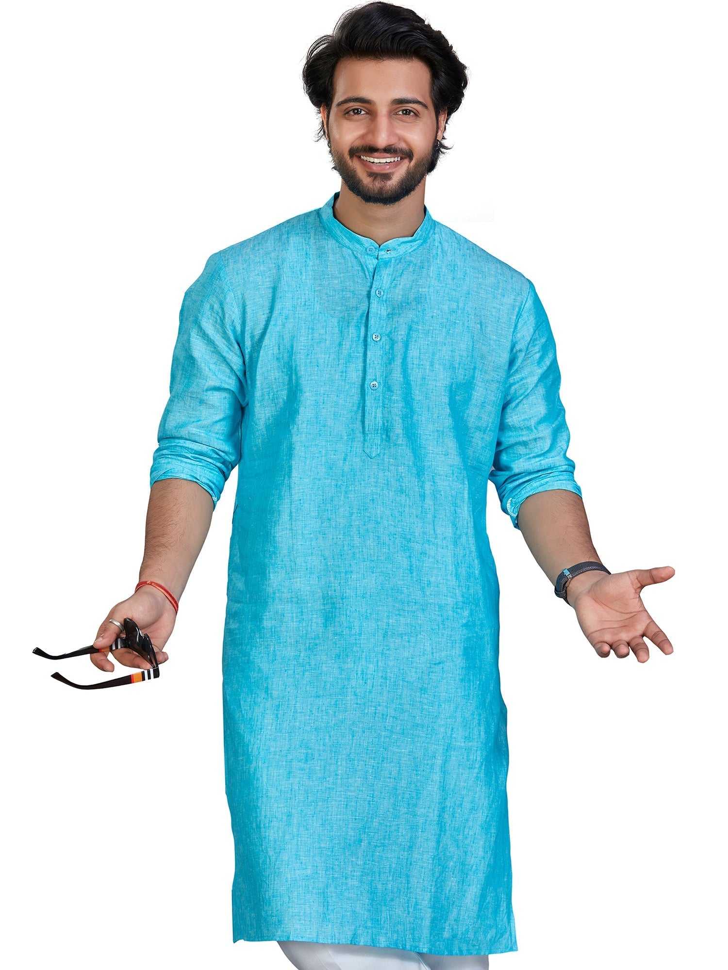 Linen Kurta for Men - Blue | KULM60LBLU