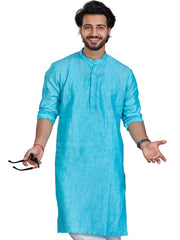 Linen Kurta for Men - Blue | KULM60LBLU