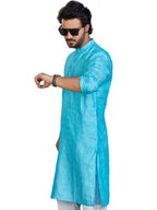 Linen Kurta for Men - Blue | KULM60LBLU