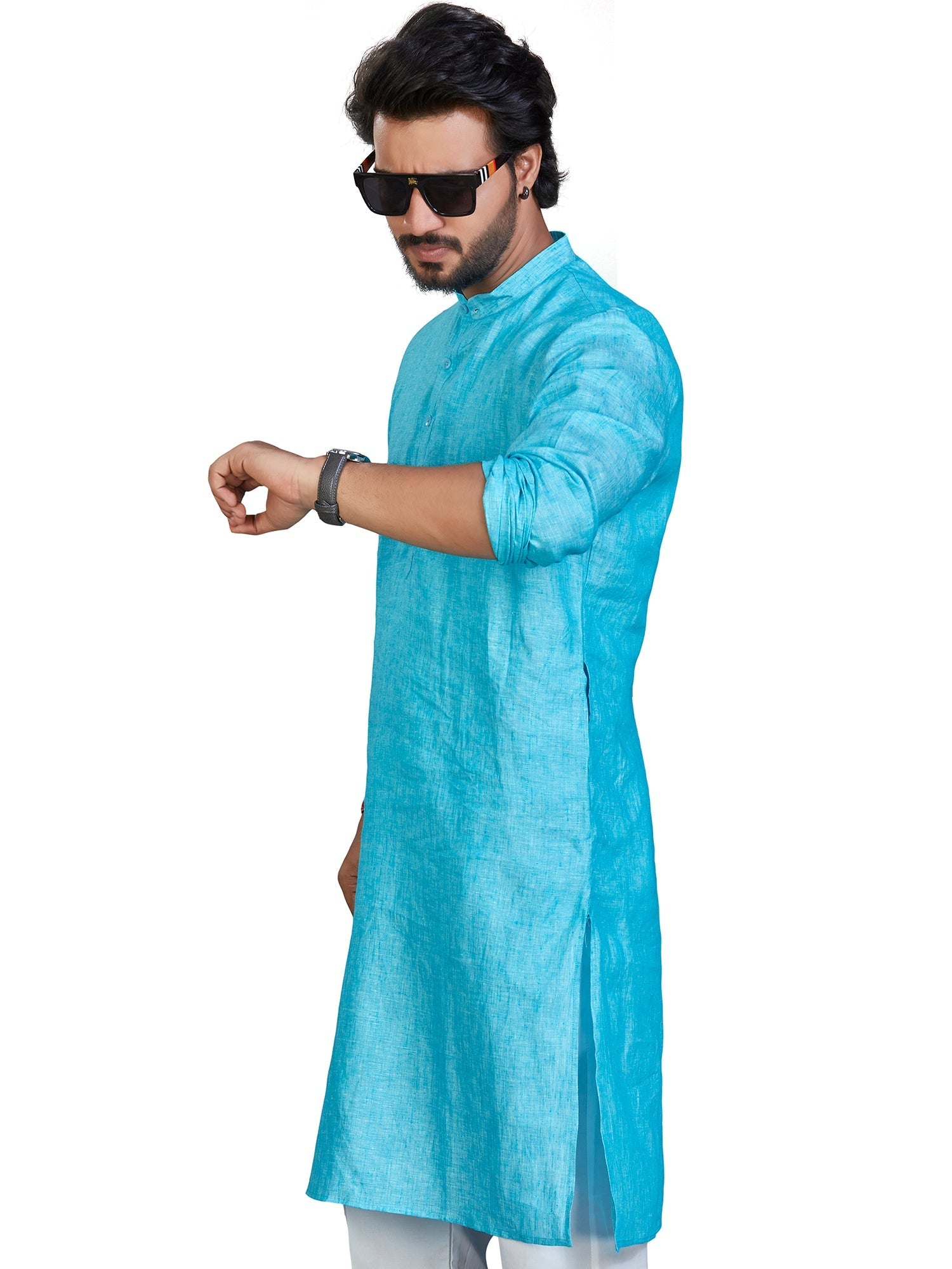 Linen Kurta for Men - Blue | KULM60LBLU