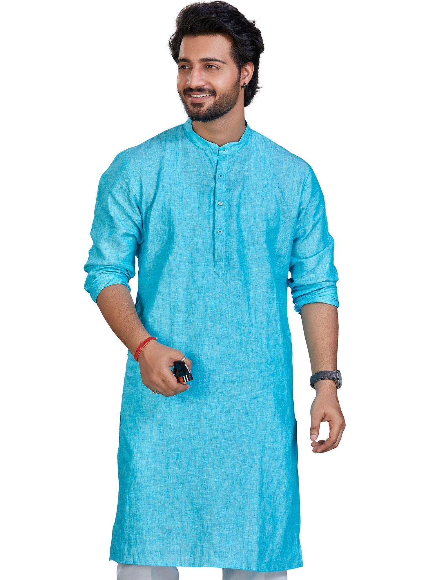 Linen Kurta for Men - Blue | KULM60LBLU