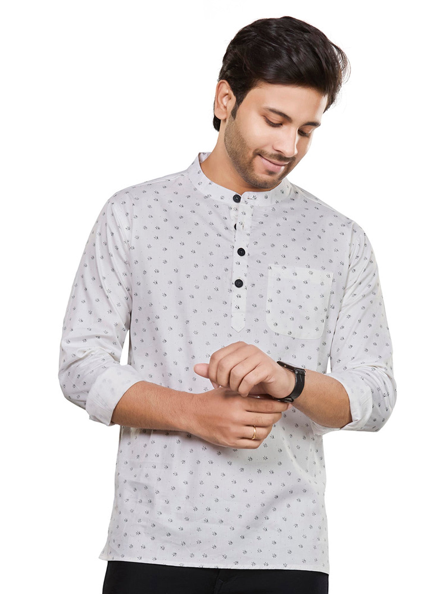 Cotton Short Kurta for Men - Multicolor | SKAVFLOWH3