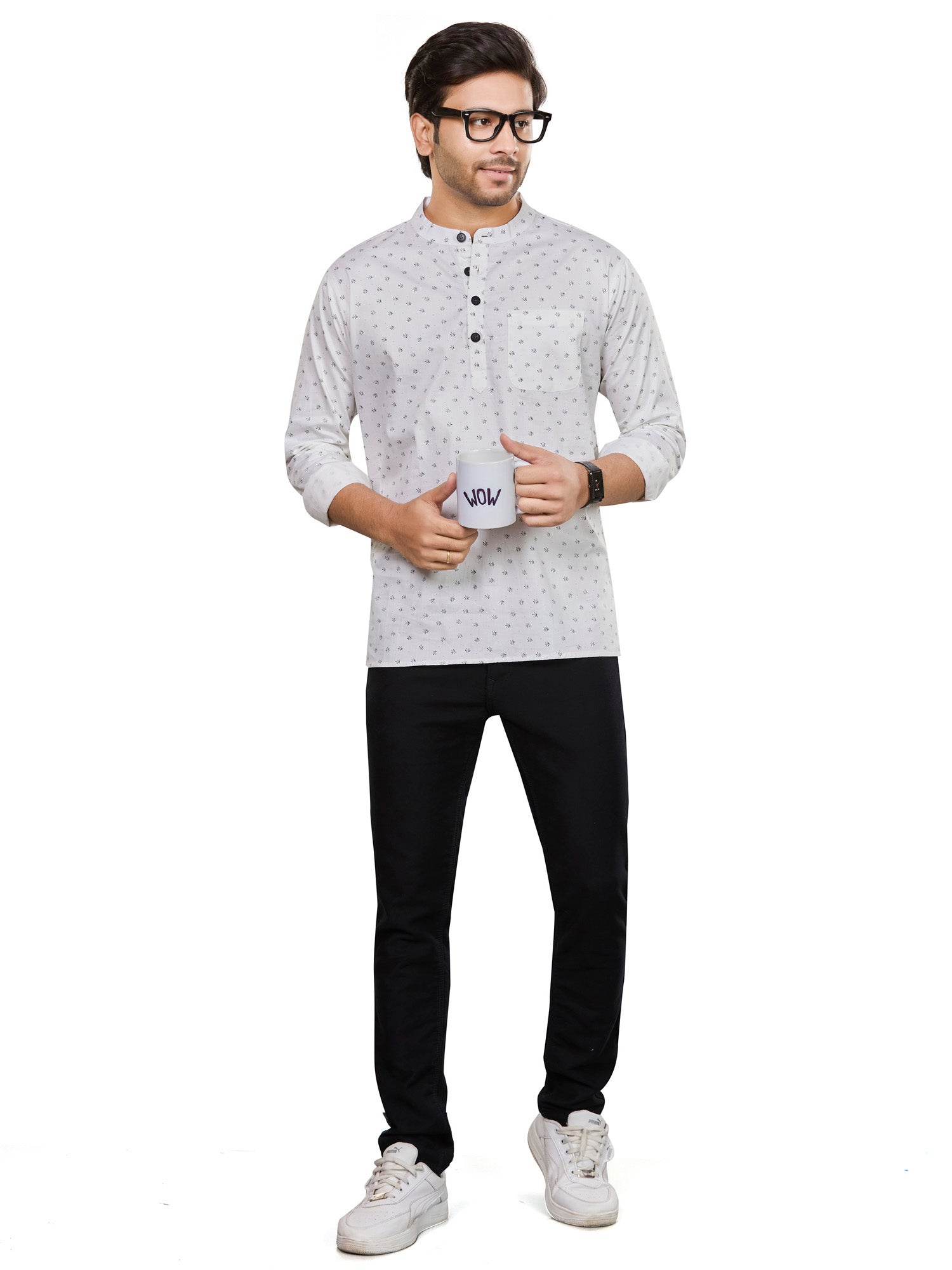 Cotton Short Kurta for Men - Multicolor | SKAVFLOWH3