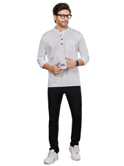Cotton Short Kurta for Men - Multicolor | SKAVFLOWH3