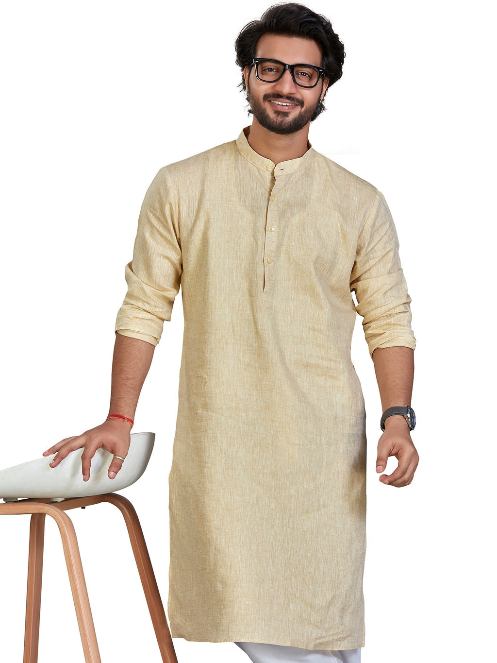 Linen Kurta for Men - Yellow | KULM60LYEL