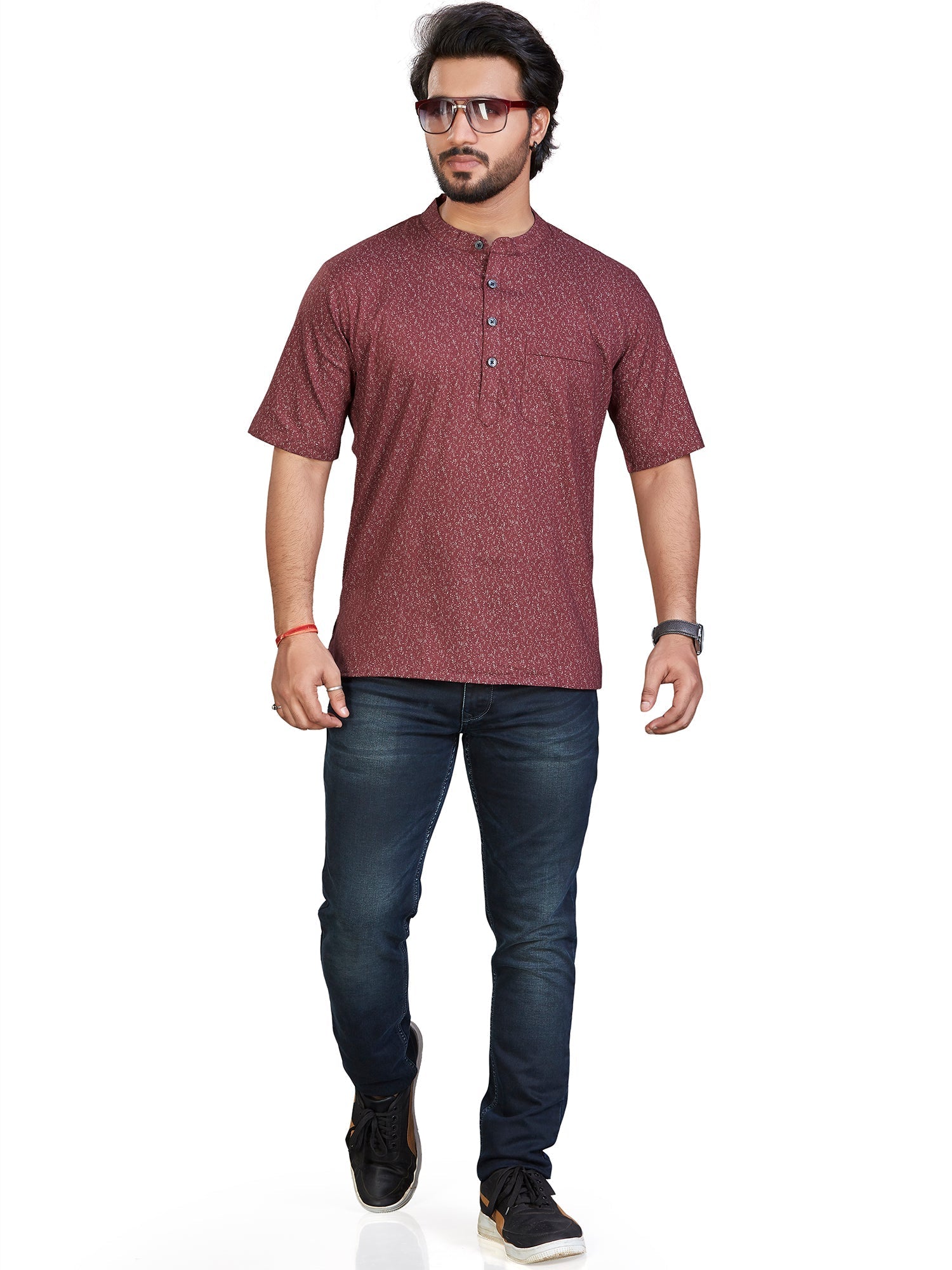 geometric Cotton Floral Kurtas for Men | DesiQlo India