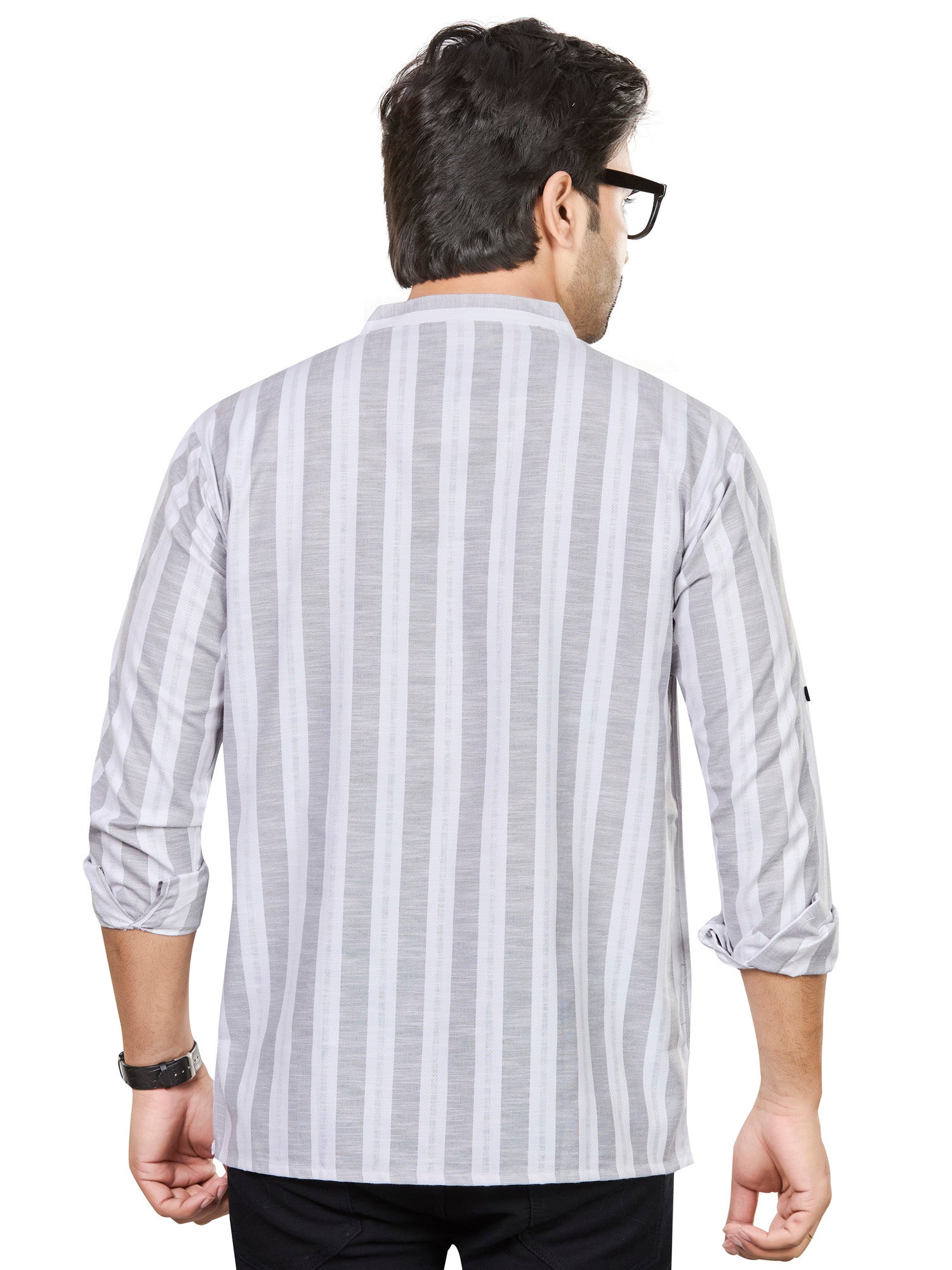 Cotton Short Kurta for Men - White | SKRTPSGRY3