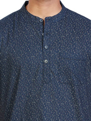 Cotton Short Kurta for Men - Navy Blue | SHAVPRBLU3