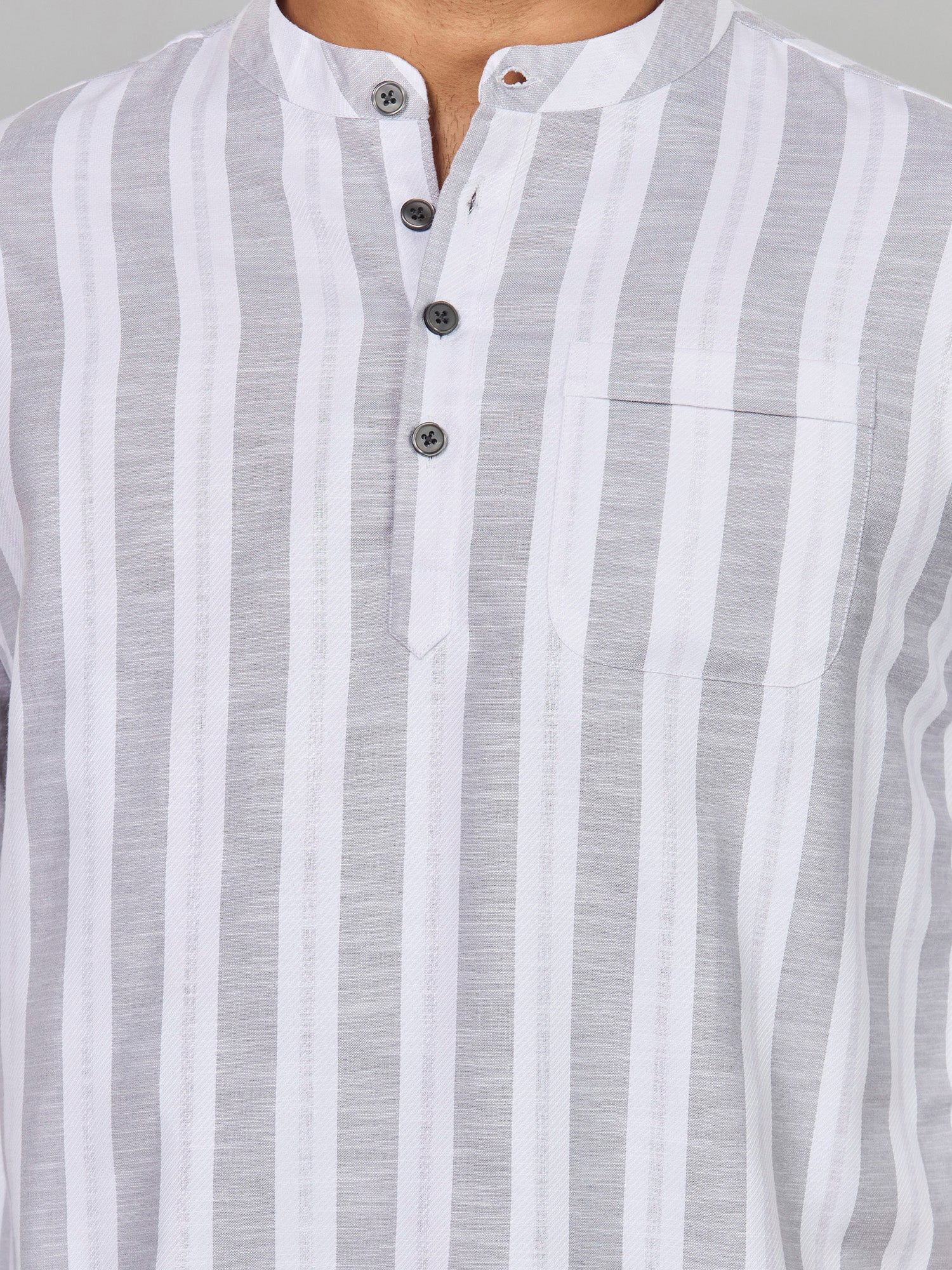 Cotton Short Kurta for Men - White | SKRTPSGRY3