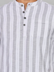 Cotton Short Kurta for Men - White | SKRTPSGRY3